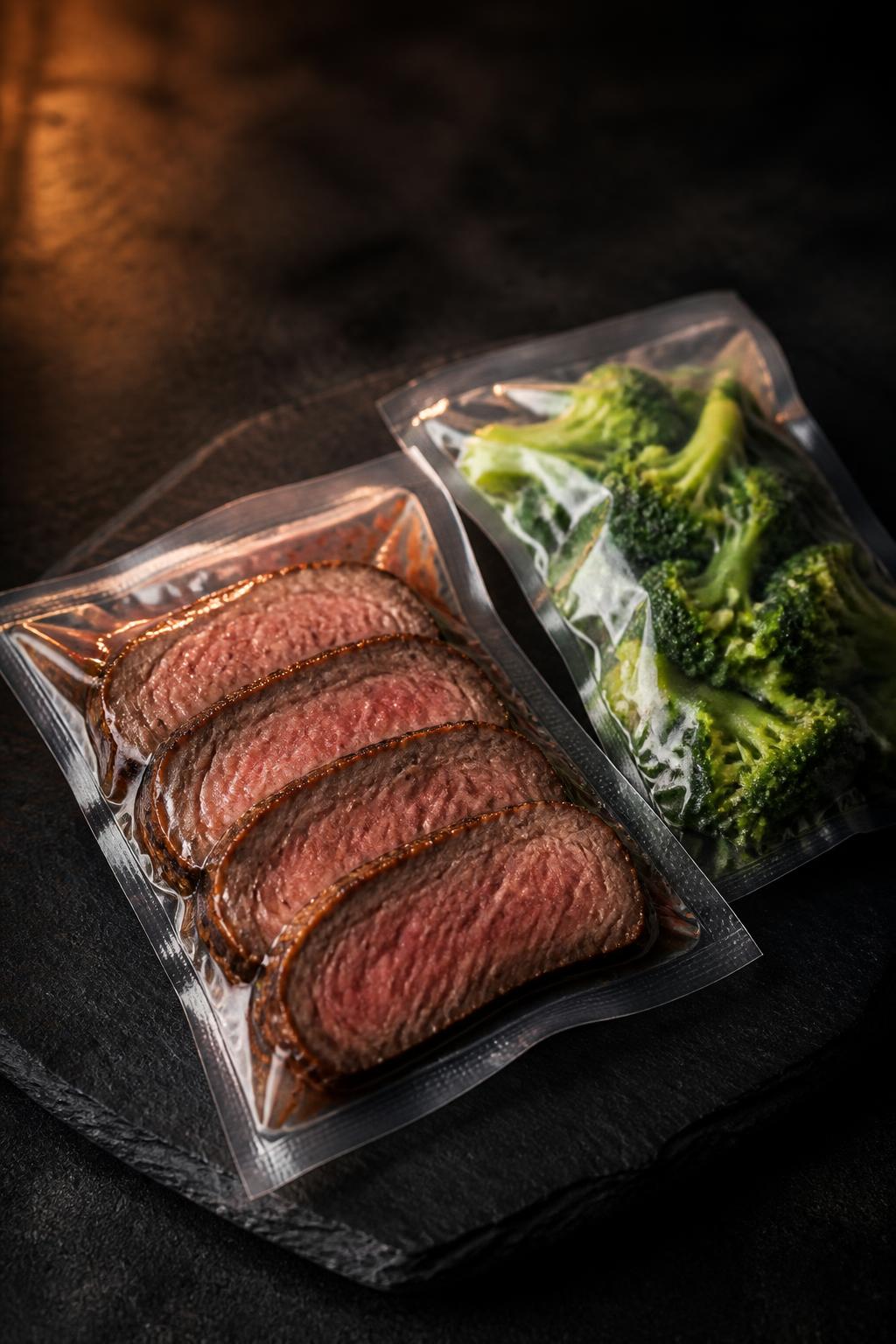 Bolsas al vacío con rodajas de carne y brócoli DM FIT