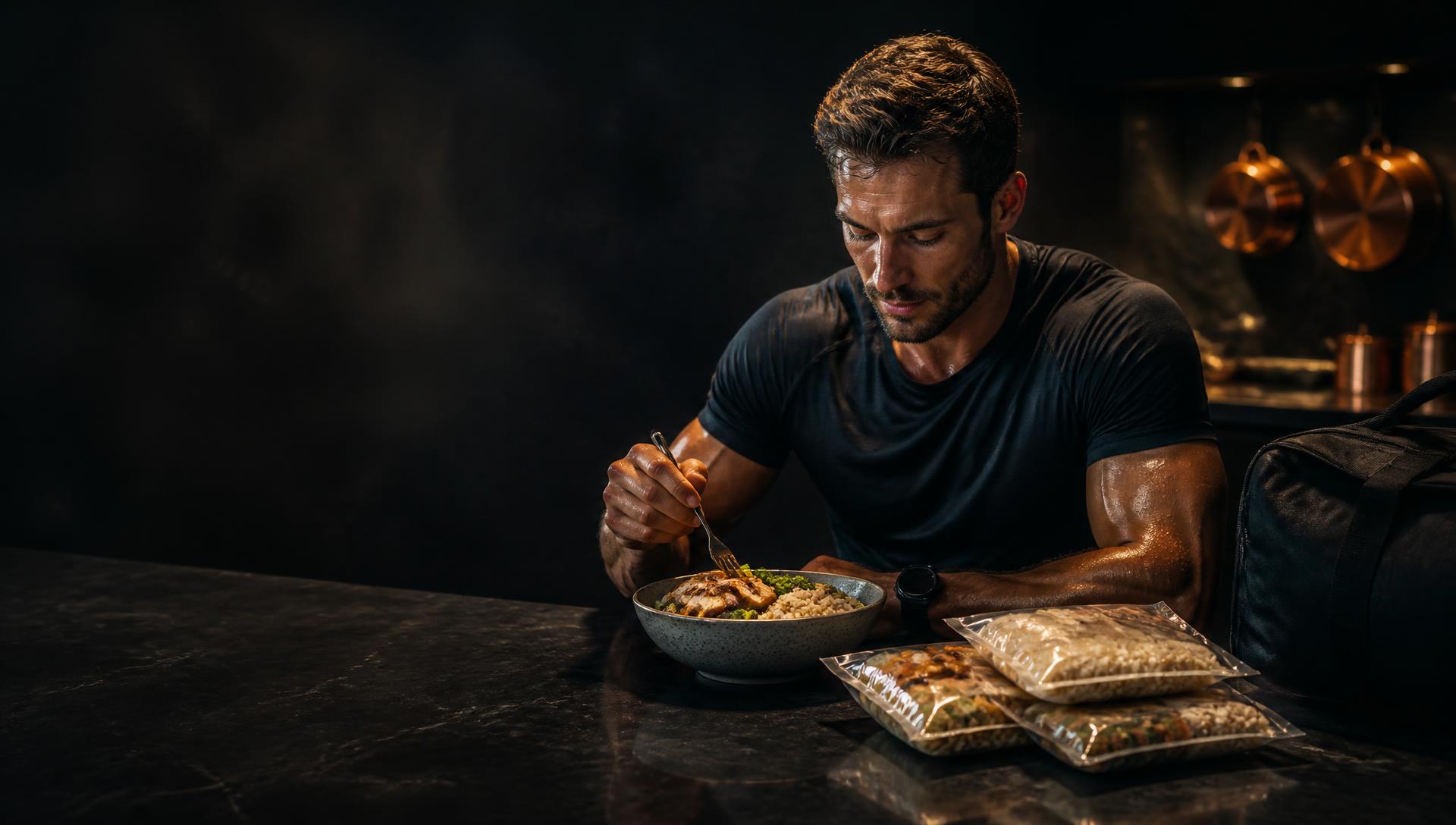 Deportista con meal prep DM FIT