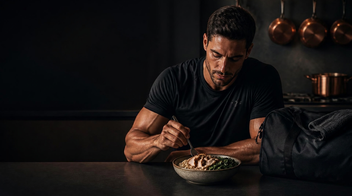 Deportista con meal prep DM FIT
